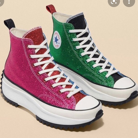 JW Anderson Glitter High Top Converse Shoes 10, 8.5